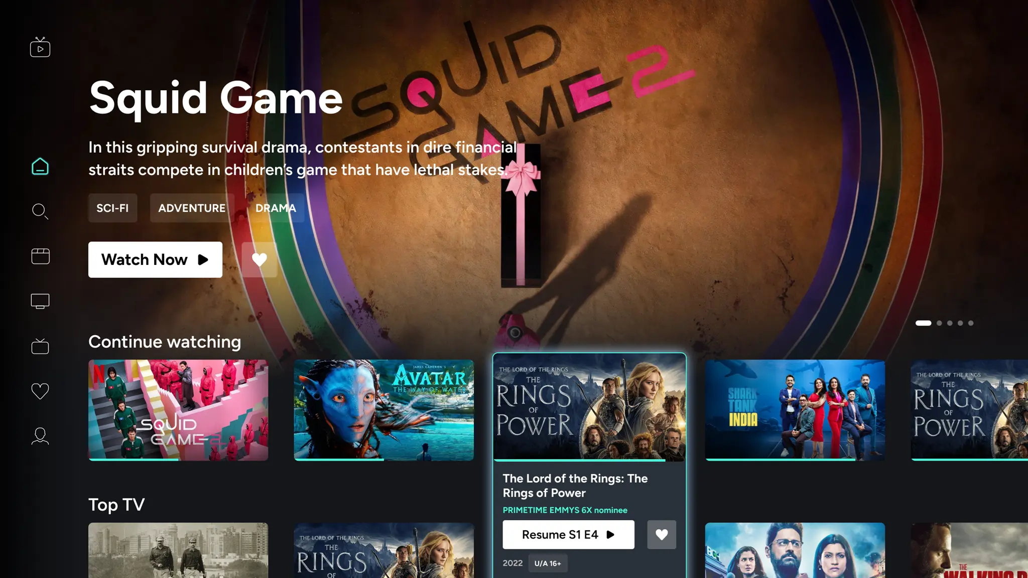 CAASTV TV App Home Screen