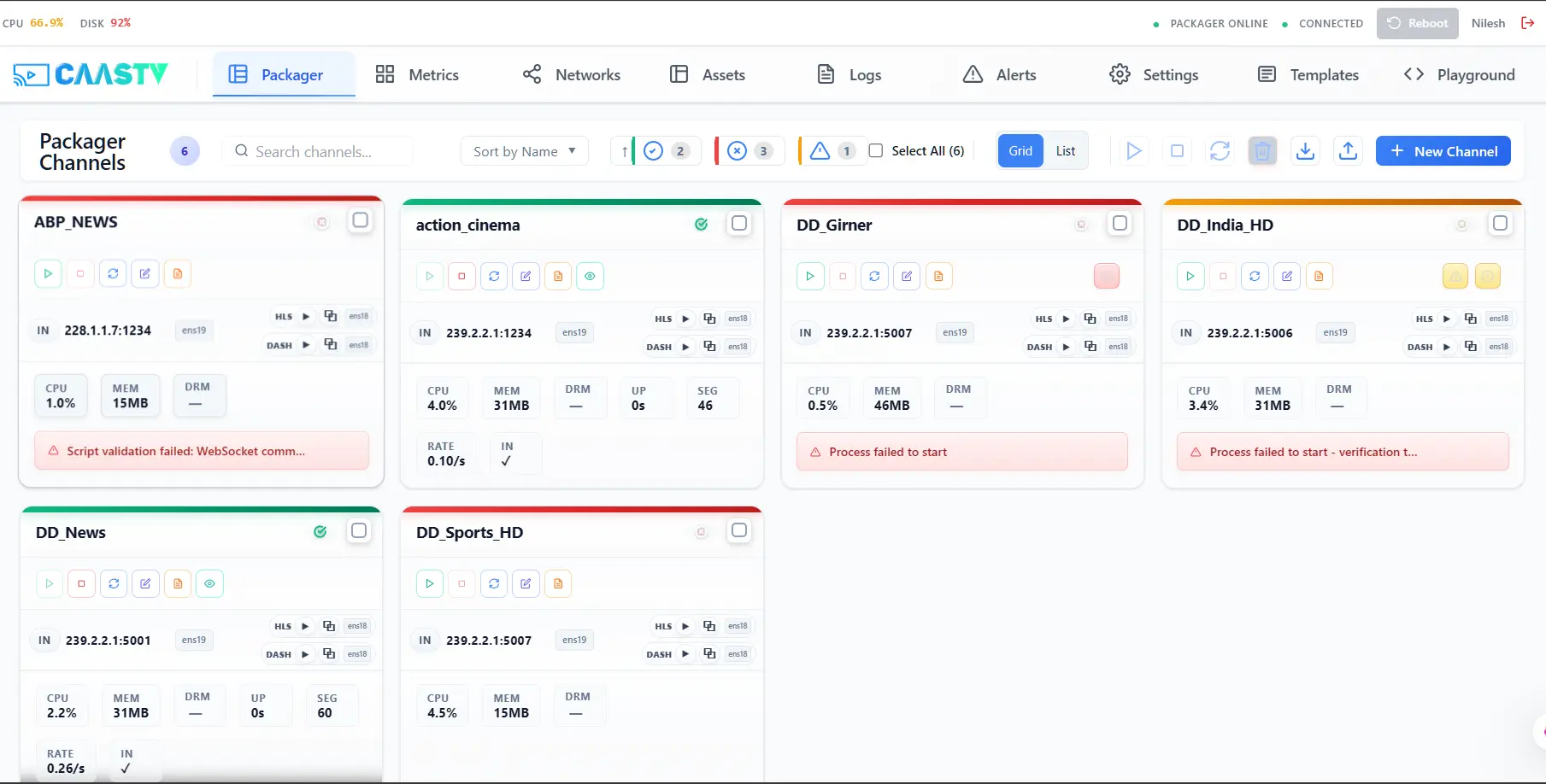 CAASTV Root Dashboard